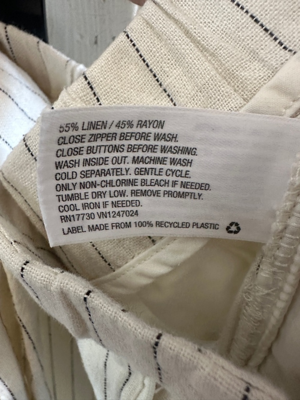 A New Day Linen Blend Pinstripe Cropped Pants Size 10 Cream Black Striped - Picture 8 of 8